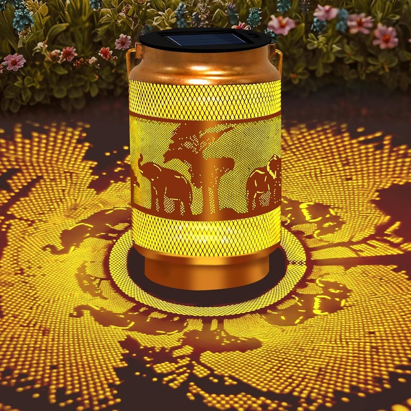 EDOF Solar Lanterns Outdoor Waterproof,Hanging Solar Lights Elephant Garden Decor, Elephant Decorative Lanterns for Yard Lawn Porch Patio Pathway Tabletop,Christmas Decorations Gift for Woman Grandma Mom - Image 1